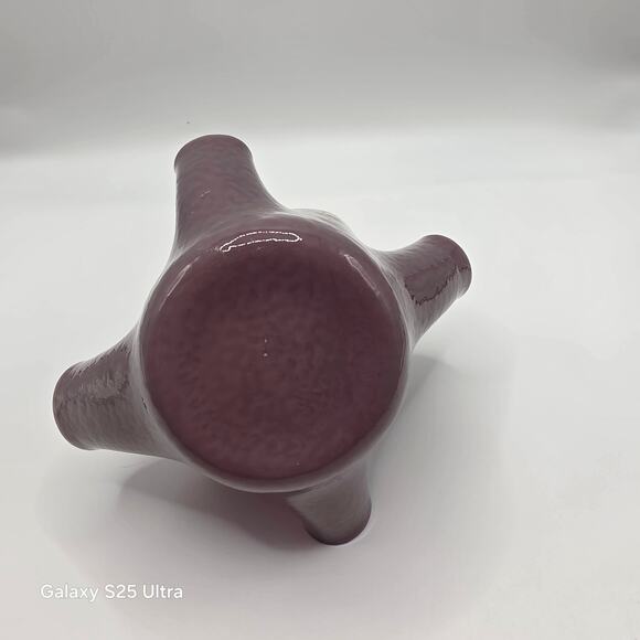 Art Glass Handkerchief Vase Lavender w/Gold Flowers Hand Blown Candle Holder - Picture 7 of 7